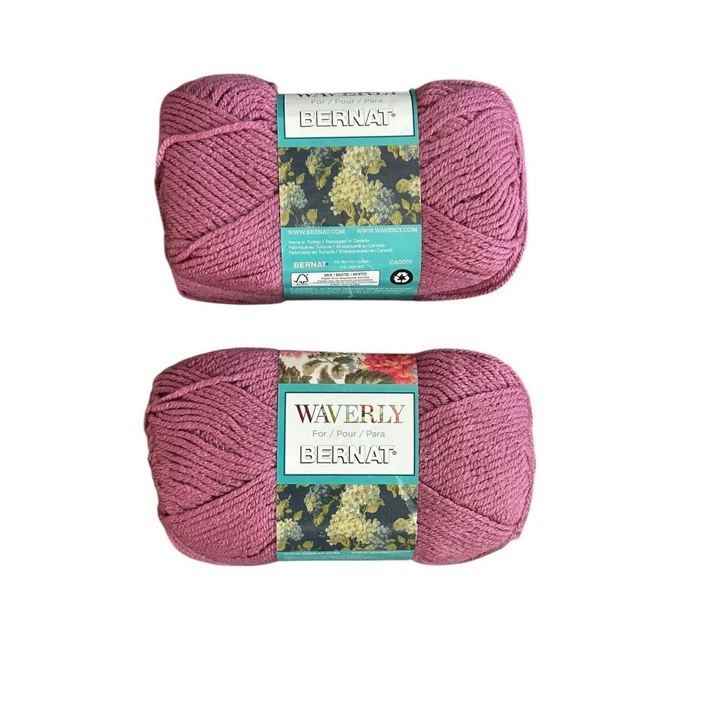 Bernat Waverly Acrylic Yarn 55402‎ Mauve Glow 100g 3.5oz Lot of 2 Discontinued
